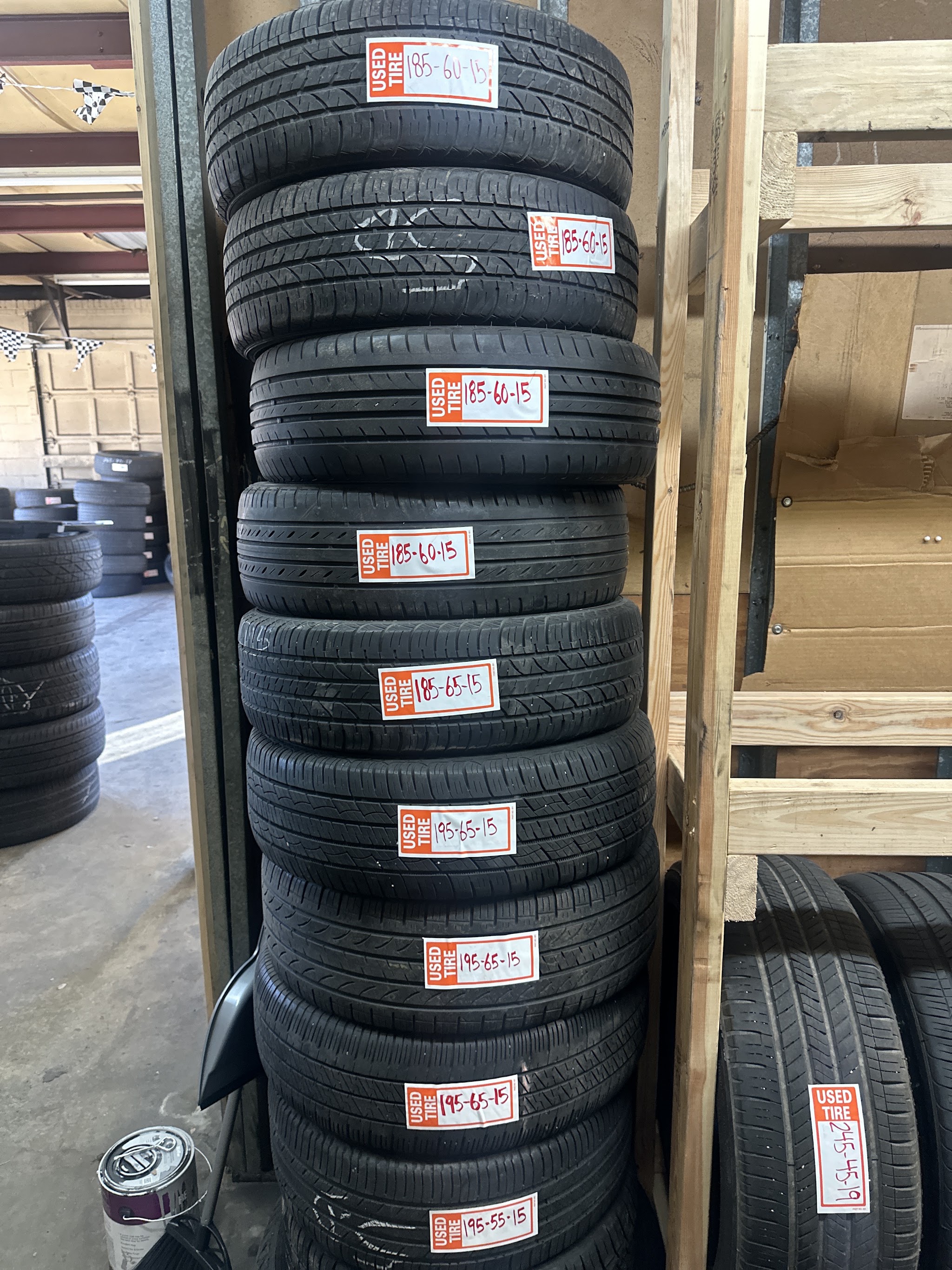 Stacked tires waiting for a new home