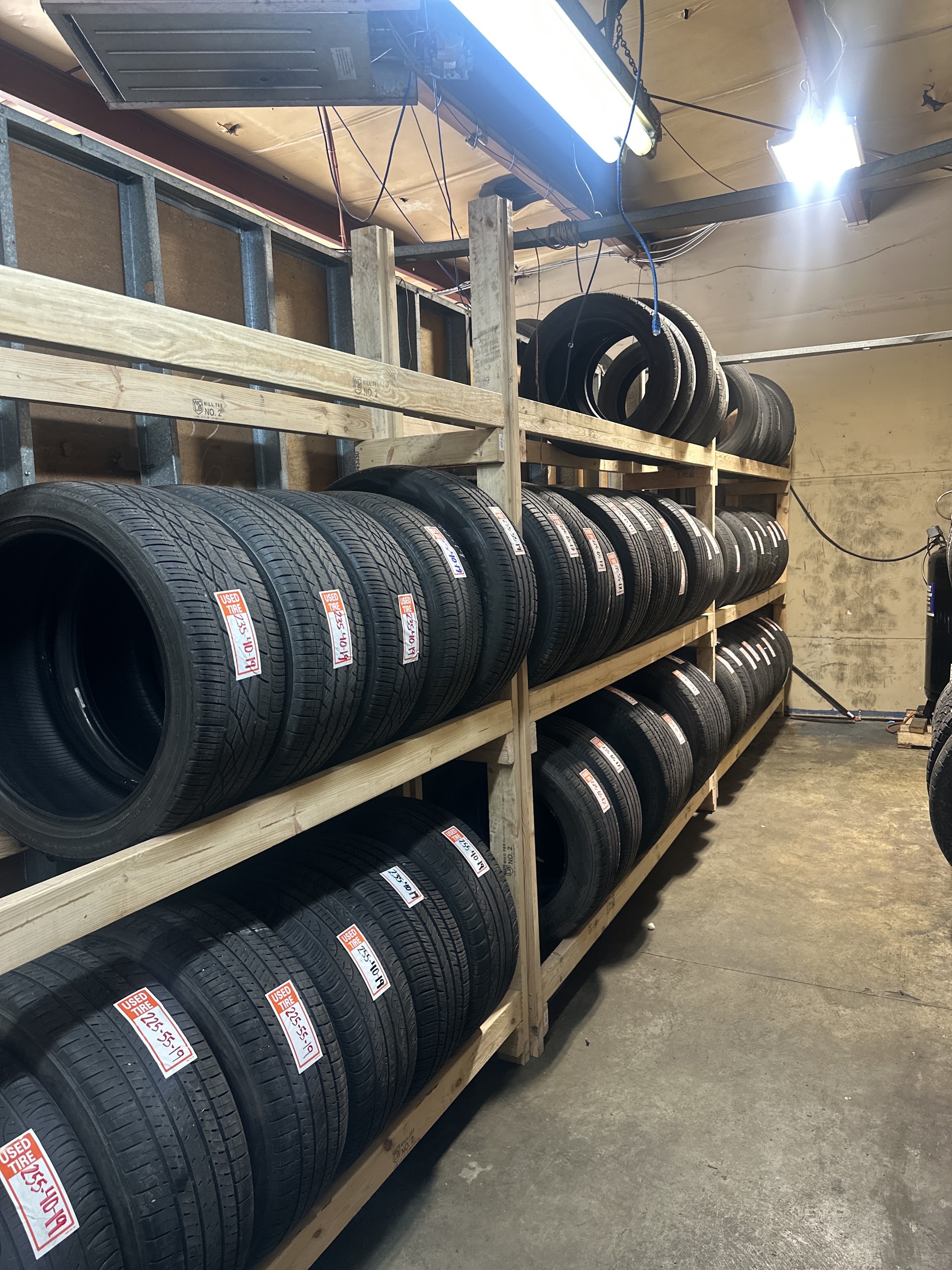 Tire racks in our shop
